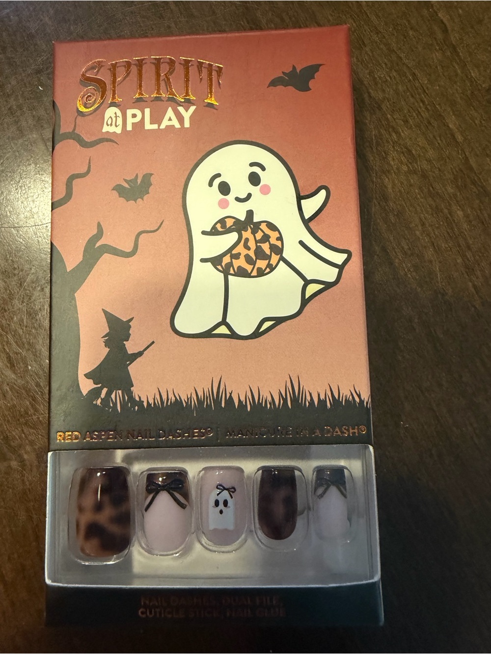 PARTIAL SET. Spirit at Play Halloween Press-On Nail Set - Pink/Brown